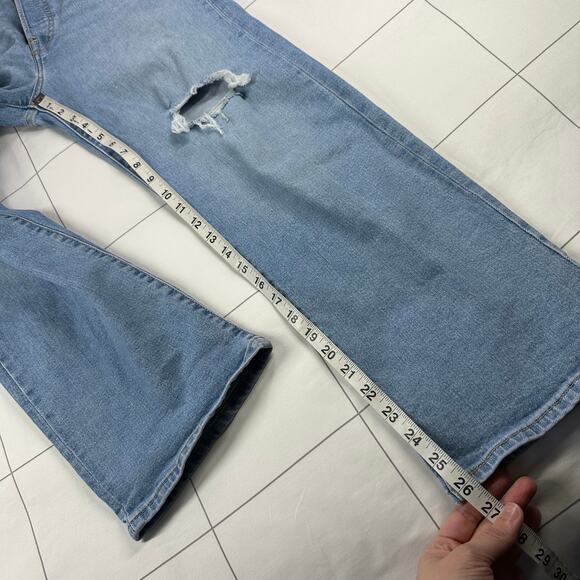 Levi’s Jeans Womens 27 Blue Ribcage Straight Ankle Button Fly Distressed Denim - Picture 12 of 14